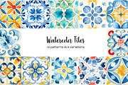 Watercolor seamless tiles clipart, a Pattern Graphic by Art and Funny (Thumbnail 1 of 6)