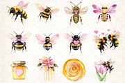 Watercolor Honey And Bee Clipart, an Illustration by DreamCafeArt (Thumbnail 5 of 5)