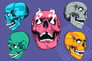Vintage Vector Skulls Pack, a Decorative Illustration by Vecster (Thumbnail 2 of 6)