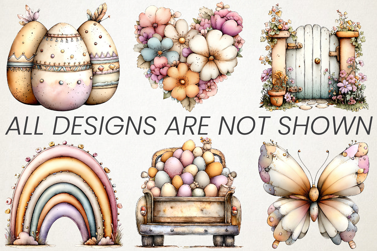 Boho Pastel Easter Clipart Bundle, an Illustration by RobertsArt (Photo 4 of 6)