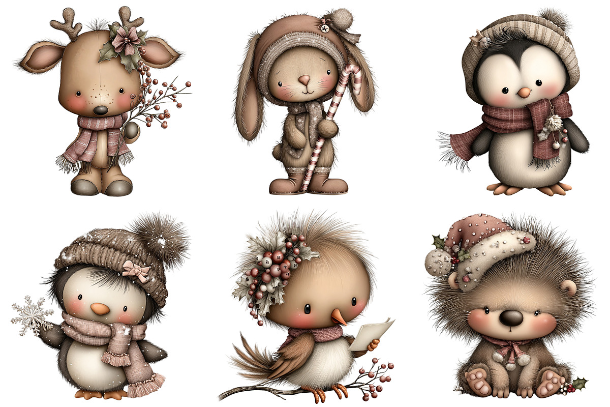Cute Cartoon-Christmas Clipart Png, an Illustration by Craft Nest (Photo 5 of 11)