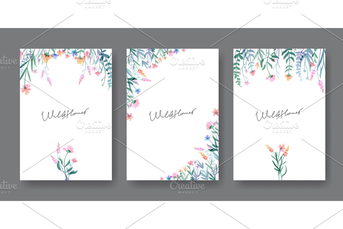 Watercolor wildflower borders with, an Object Illustration by art PVP - market