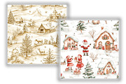 Christmas Toile Seamless Patterns, a Pattern Graphic by Design Market (Thumbnail 4 of 4)