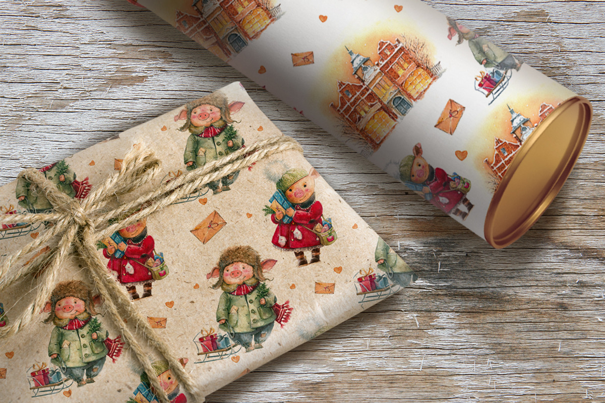 Watercolor Cute Christmas Pigs, a Graphic by atticandtales (Photo 4 of 6)