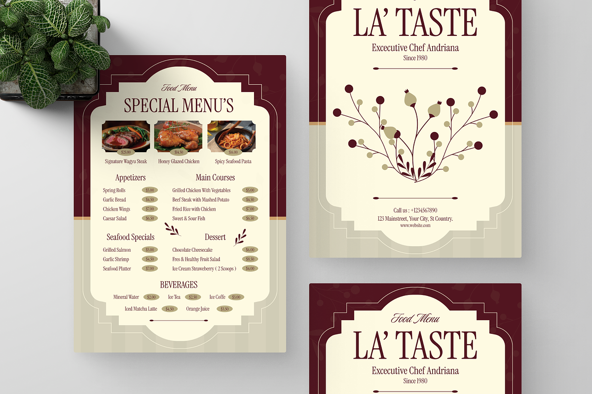 Elegant Floral Restaurant Menu, a Flyer Template by Annora Studio (Photo 4 of 6)