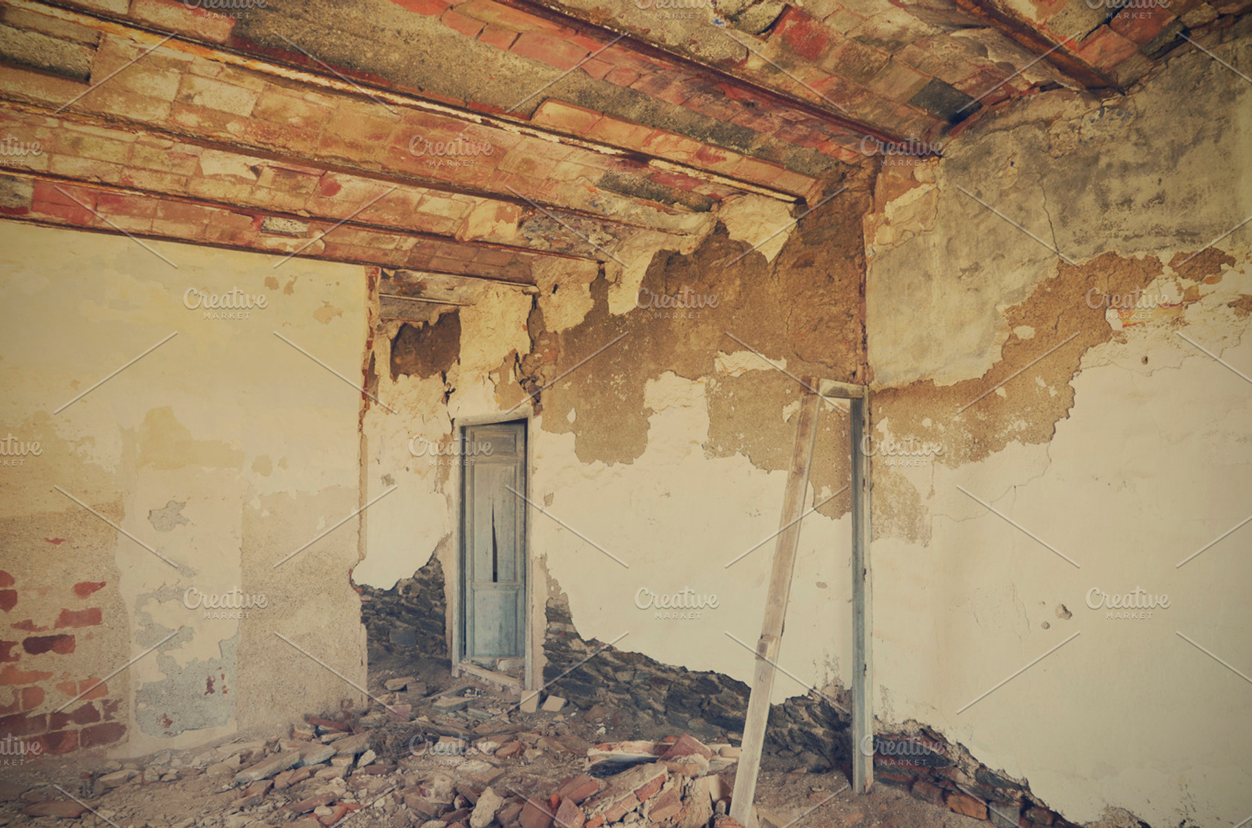 Inside abandoned house featuring ruins, building, and architecture, an Architecture Photo by neftali77