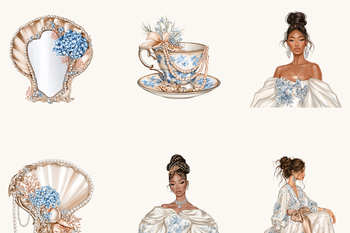 Coastal Grandmillennial Clipart, an Object Illustration by BusyDaydesign (Photo 4 of 9)