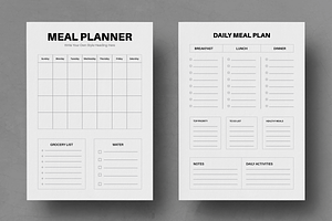 Minimal Daily Meal Planner Template, a Stationery Template by MightyDesign