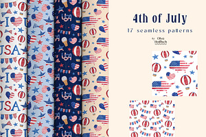 4th Of July. USA Patriotic Set