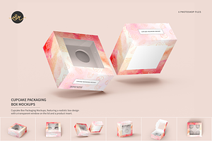 Cupcake Box Packaging Mockups