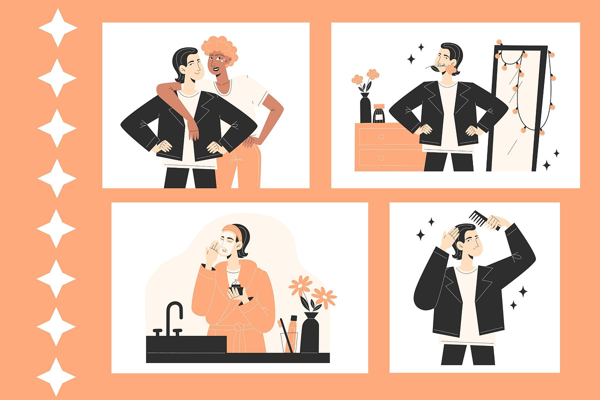 Morning Routine LGBTQ Men, a Person Illustration by YuskinKot (Photo 6 of 8)