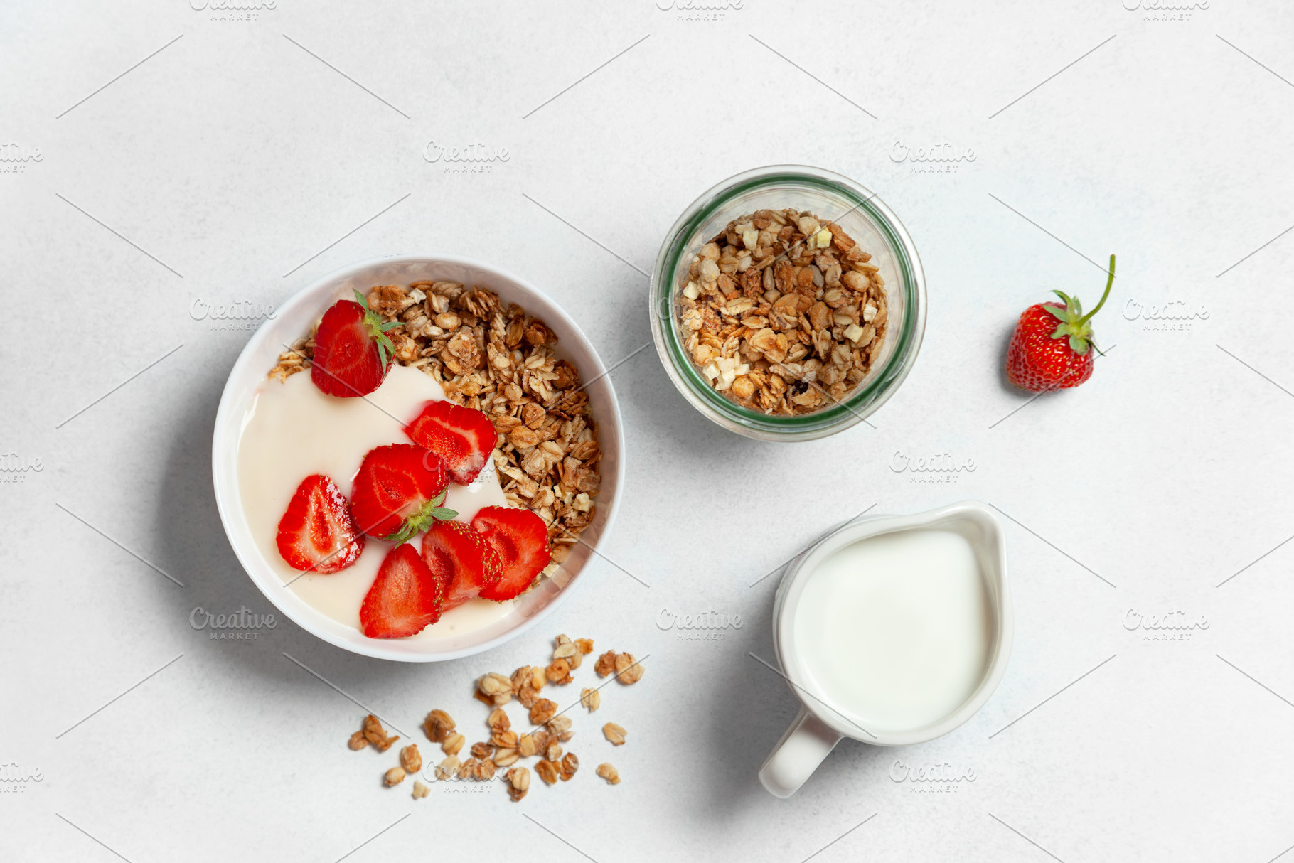 breakfast with granola and strawberr, a Food & Drink Photo by natashamam