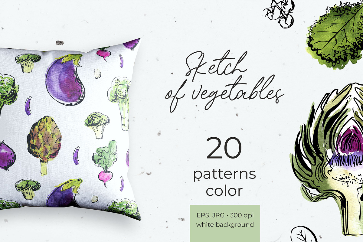 Vegetables vector sketch watercolor, a Food Illustration by irina.vaneeva (Photo 14 of 18)