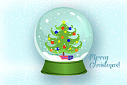 Christmas Snow Globes Vector Set, a Decorative Illustration by land art (Thumbnail 3 of 6)