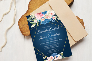 Navy and Blush Pink Roses Wedding