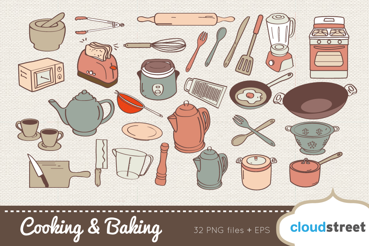Cooking and Baking Clipart, an Illustration by cloudstreetlab