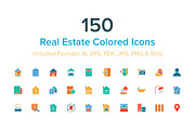 150 Real Estate Colored Icons, an Outline Icon by Creative Stall (Thumbnail 1 of 3)