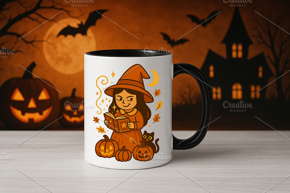 Cute halloween witch with pumpkins., a Decorative Illustration by kaisorn (Photo 7 of 9)