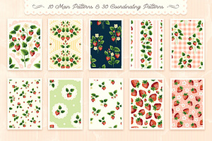 Cottage Strawberry Clipart & Pattern