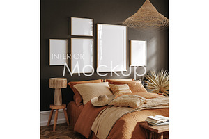 Frame mockup in home interior, a Print Template by Artjafara