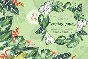 Tropics Leaves JPG Watercolor Set