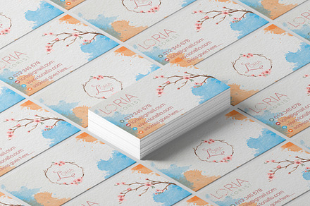 Floral Watercolor Business Card, a Business Card Template by Graphic Origin