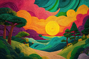 Colorful sunset over a river, a Photo by Pavel_design