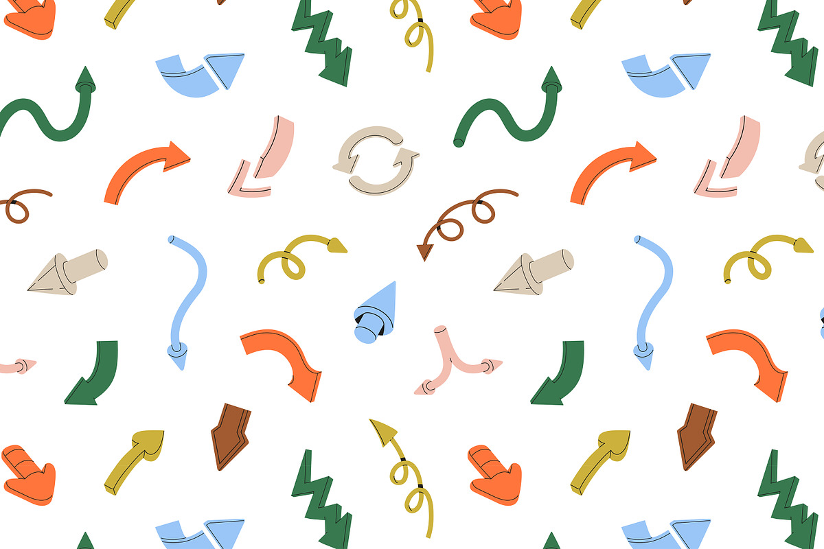Arrows signs set + seamless patterns, an Object Illustration by PaperTrident (Photo 3 of 6)