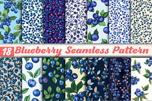 Blueberry Seamless Pattern Papers, a Background Graphic by DreamCafeArt