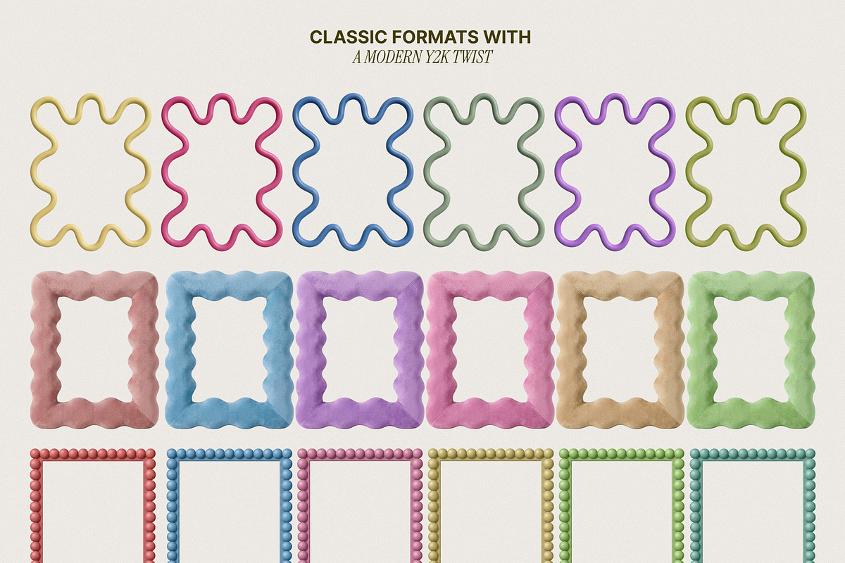 Funky 3D Wavy Frames Y2K Aesthetic, an Object Graphic by OliaMuseDesign (Photo 4 of 7)