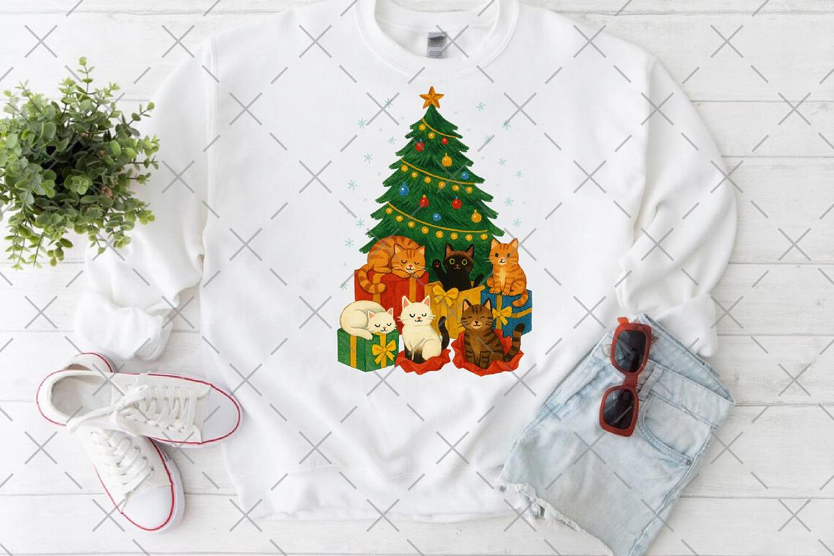 Cute Cats Christmas Tree, an Illustration by Craft Nest (Photo 6 of 6)