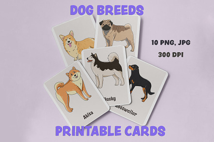 Dogs breeds printable cards, a Card Template by svetodesign