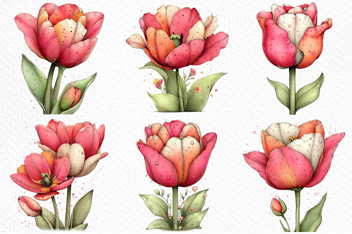 Whimsical Spring Tulip Flower Clipar, an Illustration by Craft Nest (Photo 5 of 11)