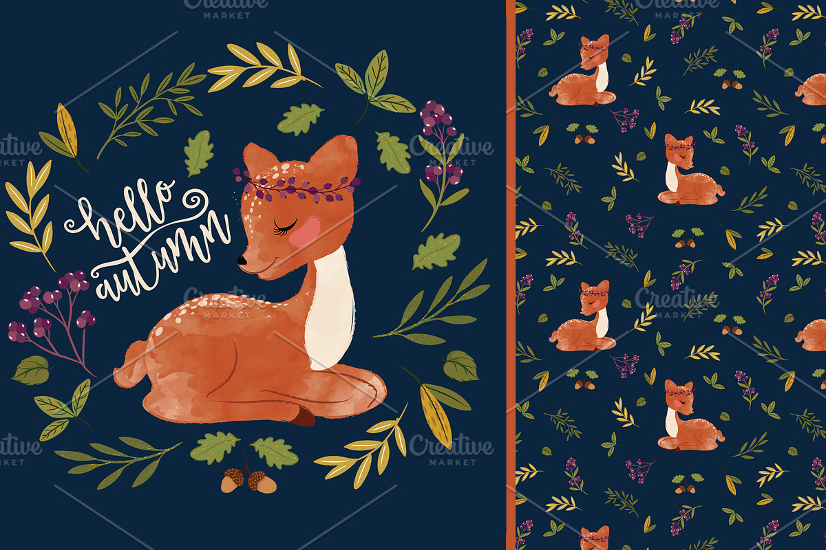Autumn Cute Deer Vector, an Animal Illustration by StudioLondon (Photo 1 of 3)