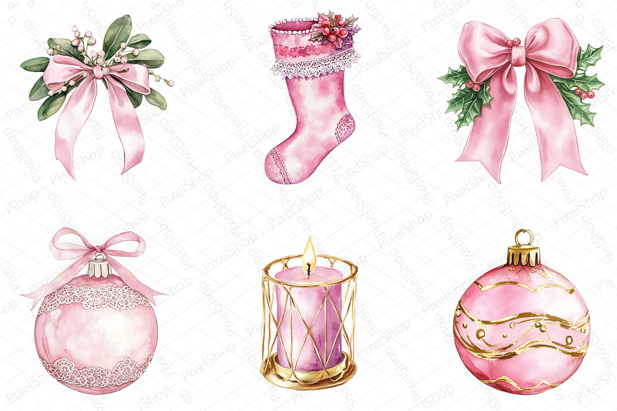 Coquette Christmas Clipart, an Illustration by DreamPrint404 (Photo 3 of 6)