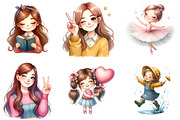 Cute Gril of Happy Face  Clipart, an Illustration by DreamArtGraphic (Thumbnail 5 of 7)