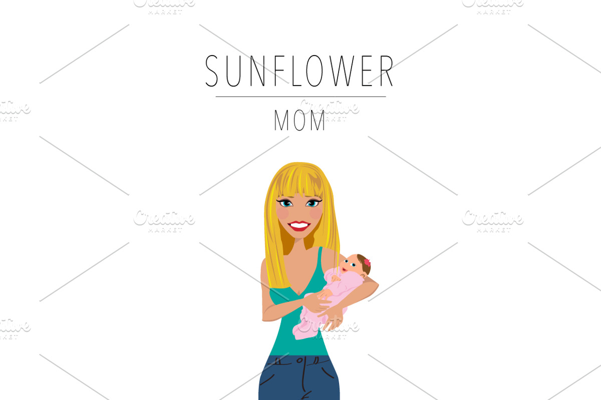 Mom & Baby Portrait Clip Art, a Person Illustration by Lauren Lesley Studio (Photo 32 of 33)