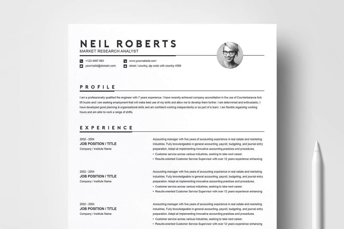 Clean Resume Template | Word CV, a Resume Template by ResumeInventor