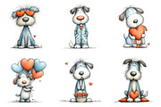 Cute Whimsical Valentine Fluffy Dogs, an Illustration by SinaCreation (Thumbnail 4 of 11)