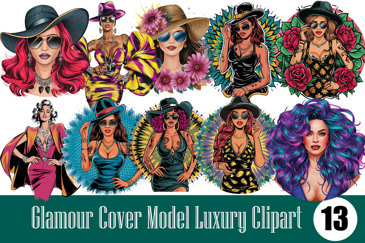Glamour Cover Model Luxury Clipart, an Illustration by Wow Magic