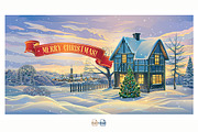 Winter Festive Landscape, a Decorative Illustration by Countryside life (Thumbnail 4 of 11)
