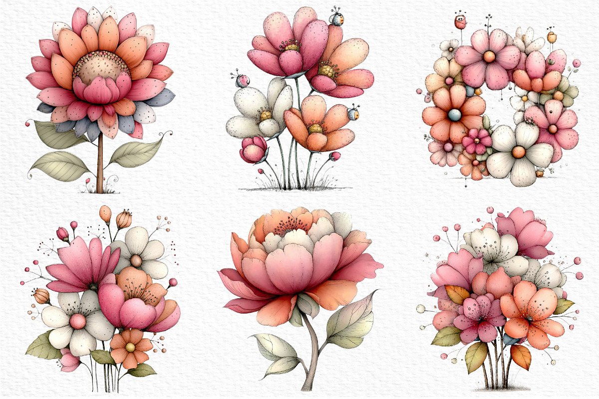 Whimsical Floral Spring Clipart, an Illustration by Craft Nest (Photo 4 of 11)