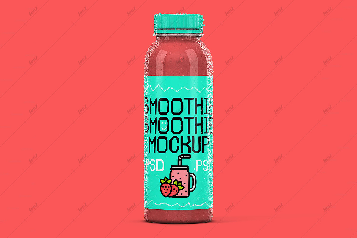 Realistic Smoothie Bottle Mockup PSD, a Packaging Mockup by LESZ Design (Photo 4 of 4)