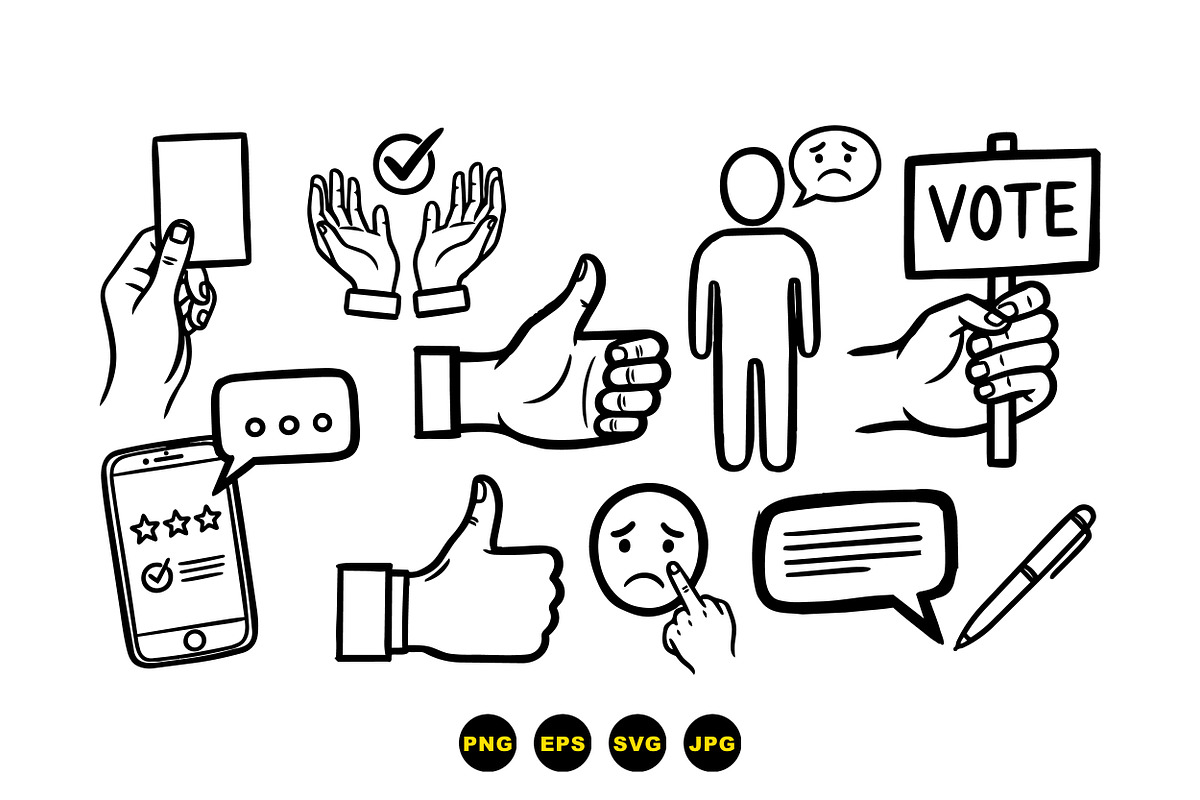 Hand Drawn Voting Icon Set, an Illustration by designvectx (Photo 3 of 3)