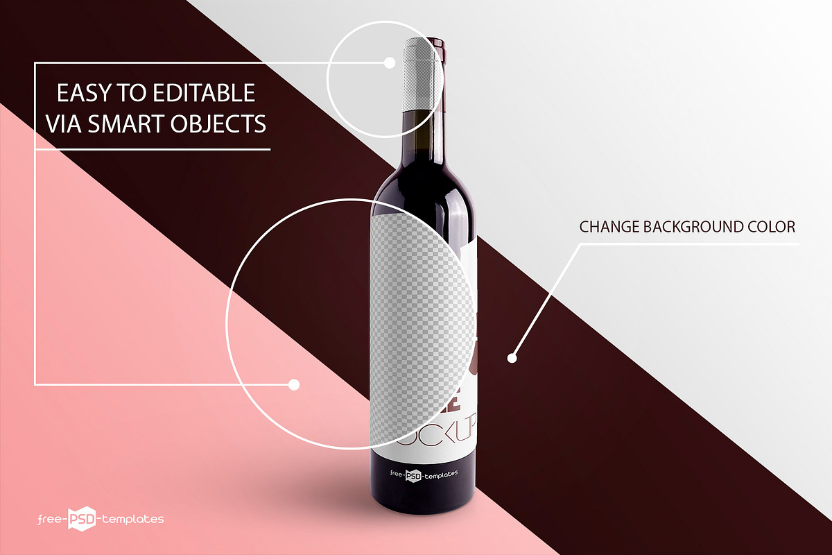 Wine Bottle Mockup Set, a Product Mockup by Free-PSD-Templates (Photo 4 of 6)