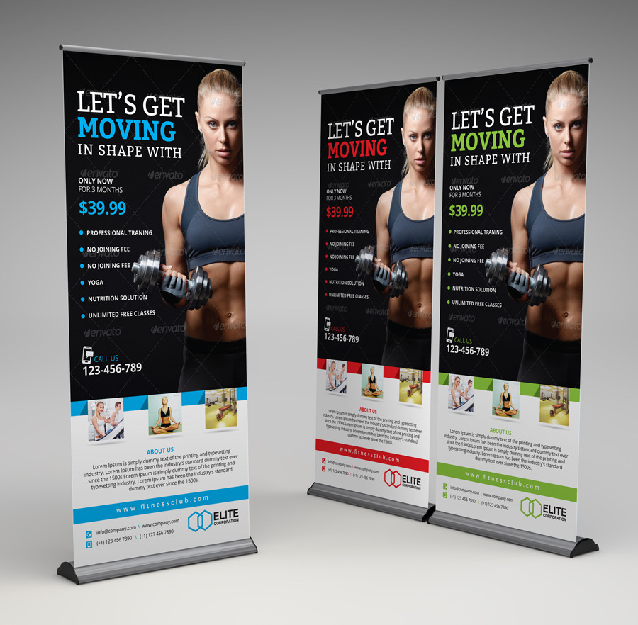 Fitness Roll-up Banner Template, a Marketing Template by Design'sTRIBE