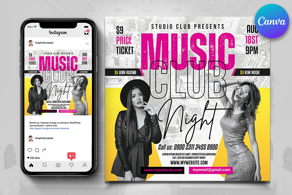Music Night Women Party Flyer, a Flyer Template by Psd Templates (Photo 1 of 2)