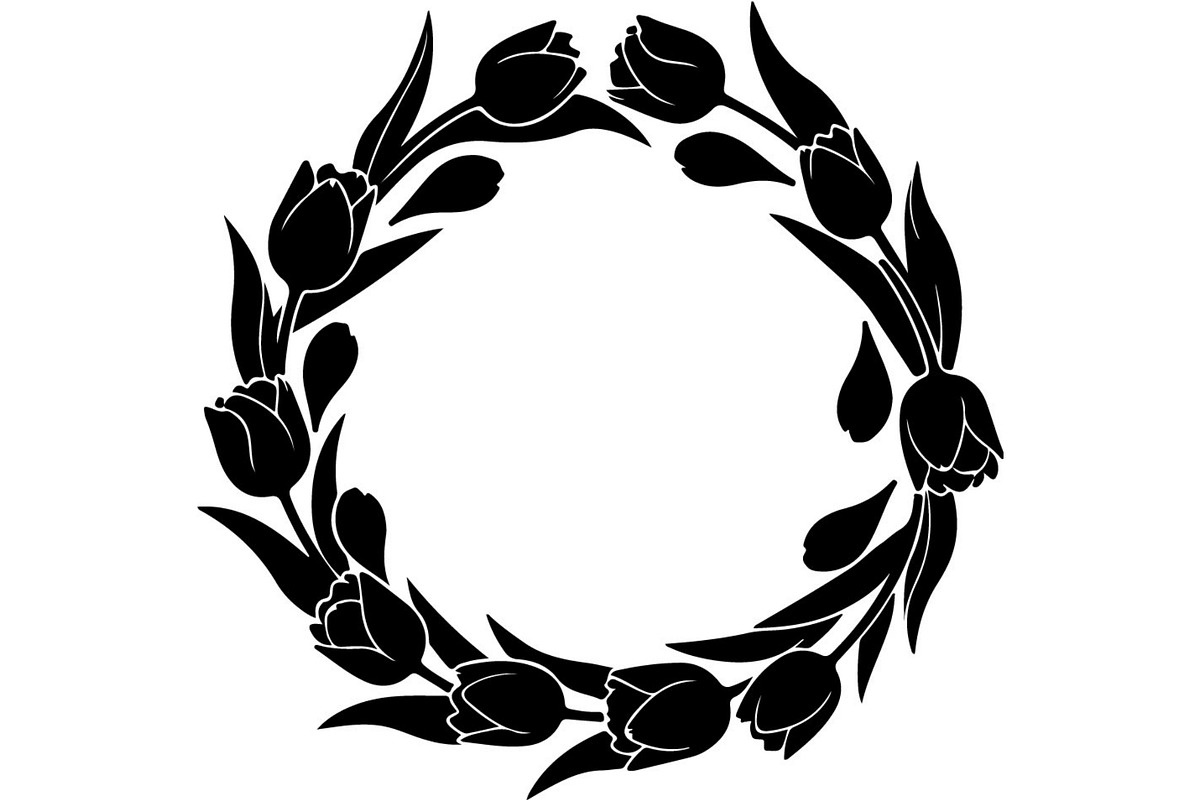 Floral Heart Circle WreathBlack Set, a Seasonal Illustration by Designer_Momina (Photo 9 of 18)