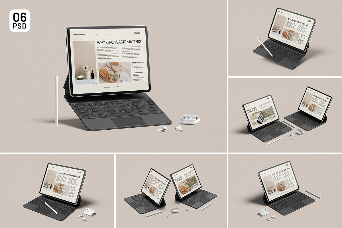 Realistic iPad With Keyboard Mockup, an iPad Mockup by Graphic Deal (Photo 1 of 8)