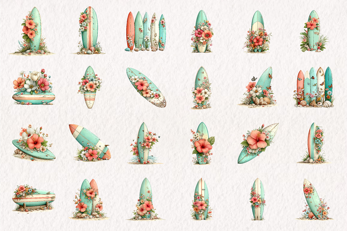 Summer Surfboard Clipart, an Illustration by CreationArt (Photo 2 of 10)
